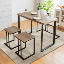 Load image into Gallery viewer, 4 Pieces Industrial Dinette Set with Bench and 2 Stools-Oak
