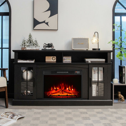 Fireplace TV Stand with 1400W Electric Fireplace-Black