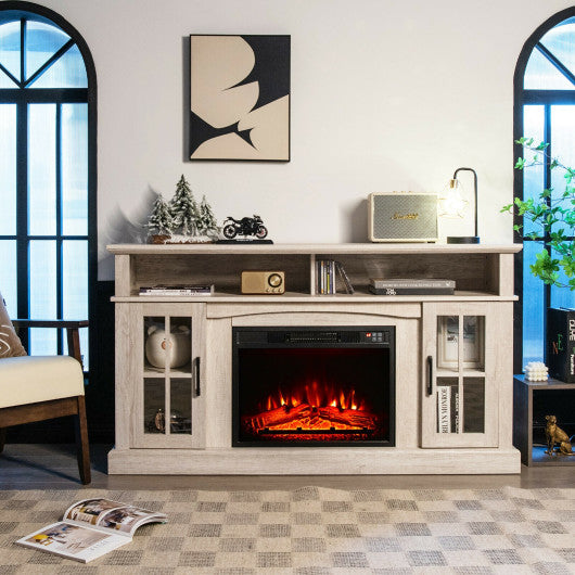 Fireplace TV Stand with 1400W Electric Fireplace-Gray