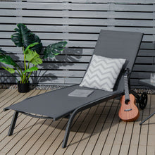 Load image into Gallery viewer, 6-Poisition Adjustable Outdoor Chaise Recliner with Wheels-Gray

