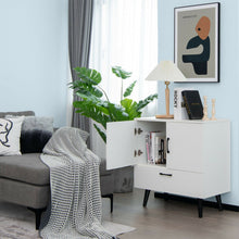 Load image into Gallery viewer, Mid Century Storage Cabinet with 2 Doors and 1 Pull-out Drawer-White

