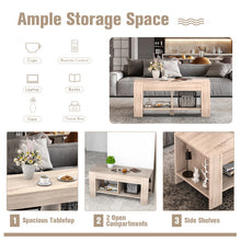 Load image into Gallery viewer, 2-Tier Wood Coffee Table Sofa Side Table with Storage Shelf-Natural
