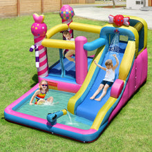 Load image into Gallery viewer, Sweet Candy Inflatable Bounce House with Water Slide and 480W Blower
