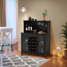 Load image into Gallery viewer, Storage Bar Cabinet with Framed Tempered Glass Door-Black
