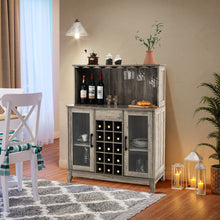 Load image into Gallery viewer, Storage Bar Cabinet with Framed Tempered Glass Door-Gray
