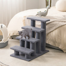 Load image into Gallery viewer, 24 Inch 4-Step Pet Stairs Carpeted Ladder Ramp Scratching Post Cat Tree Climber-Gray
