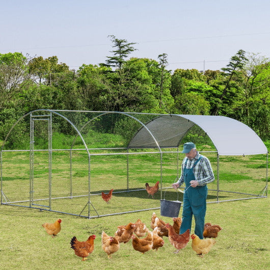 6.2 Feet/12.5 Feet/19 Feet Large Metal Chicken Coop Outdoor Galvanized Dome Cage with Cover-L