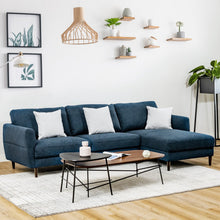 Load image into Gallery viewer, L-Shaped Fabric Sectional Sofa with Chaise Lounge and Solid Wood Legs-Navy
