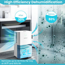 Load image into Gallery viewer, 1750 Sq. Ft 32 Pints Dehumidifier with Auto Defrost and 24H Timer Drain Hose-White
