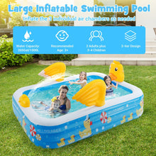 Load image into Gallery viewer, Inflatable Swimming Pool Duck Themed Kiddie Pool with Sprinkler for Age Over 3-Blue
