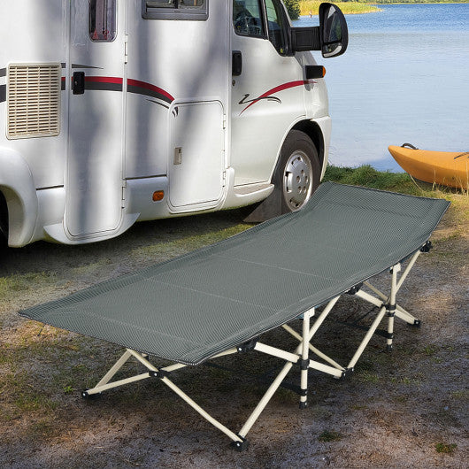 Wide Foldable Camping Cot with Carry Bag-Gray