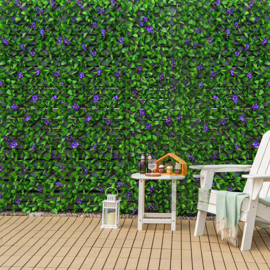 Expandable Faux Ivy Privacy Screen Fence Panel with 1 Flower Pack-Purple