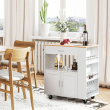 Load image into Gallery viewer, Kitchen Island Cart Rolling Storage Cabinet with Drawer and Spice Rack Shelf-White
