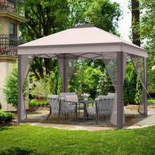 Load image into Gallery viewer, 11 x 11 Feet Portable Outdoor Patio Folding Gazebo with Led Lights -Beige
