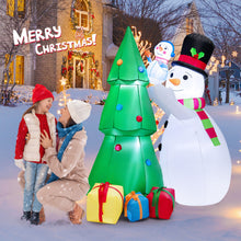 Load image into Gallery viewer, 6 Feet Tall Inflatable Christmas Snowman and Tree Decoration Set with LED Lights
