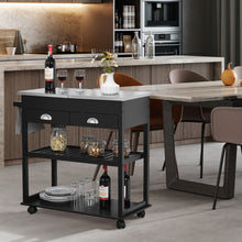 Load image into Gallery viewer, Rolling Kitchen Island Trolley Cart with Drawers-Black
