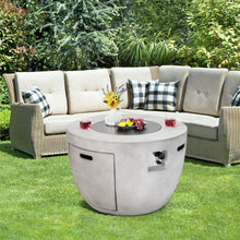 Load image into Gallery viewer, 36 Inch Round Concrete Propane Fire Pit Table with Lava Rocks PVC Cover 50000 BTU
