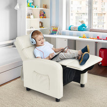 Load image into Gallery viewer, Ergonomic PU Leather Kids Recliner Lounge Sofa for 3-12 Age Group-White
