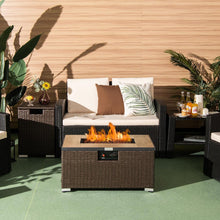 Load image into Gallery viewer, 32 Inch x 20 Inch Propane Rattan Fire Pit Table Set with Side Table Tank and Cover-Coffee
