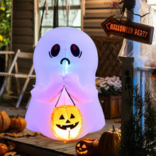 Load image into Gallery viewer, 4 Feet Halloween Inflatable Ghost Holding Pumpkin Decor with LED Lights
