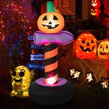 Load image into Gallery viewer, 6 Feet Inflatable Halloween Pumpkin Road Sign Decoration with LED Light
