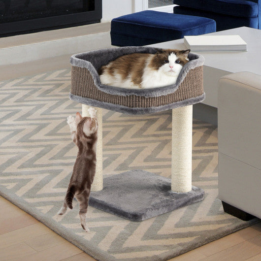 Multi-Level Cat Climbing Tree with Scratching Posts and Large Plush Perch-Gray