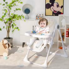 Load image into Gallery viewer, Baby High Chair Folding Feeding Chair with Multiple Recline and Height Positions-Beige
