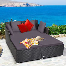 Load image into Gallery viewer, Outdoor Patio Rattan Daybed Thick Pillows Cushioned Sofa Furniture-Gray
