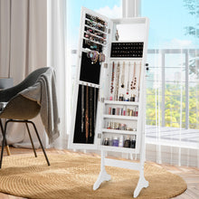 Load image into Gallery viewer, Standing Jewelry Cabinet with Full Length Mirror-White
