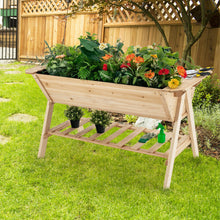 Load image into Gallery viewer, Raised Wood Garden Bed with Shelf and Liner
