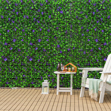 Load image into Gallery viewer, 4 Pieces Expandable Faux Ivy Privacy Screen Fence Panel Pack with Flower-Purple
