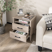 Load image into Gallery viewer, Modern Wood Grain Nightstand with Cable Hole and Open Compartment-Natural
