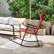 Load image into Gallery viewer, Outdoor Patio Camping Lightweight Folding Rocking Chair with Footrest -Red
