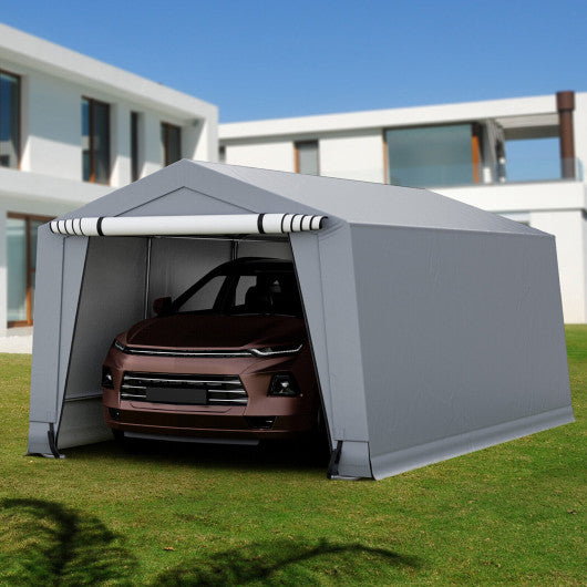 10.2 x 20.4 Feet Outdoor Portable Heavy Duty Carport Canopy Garage with Doors-Gray