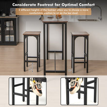 Load image into Gallery viewer, 2 Pieces 28 Inch Dining Bar Chair Set with Footrest and Adjustable Pads-Rustic Brown
