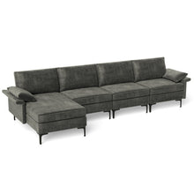 Load image into Gallery viewer, Extra Large L-shaped Sectional Sofa with Reversible Chaise and 2 USB Ports for 4-5 People-Gray
