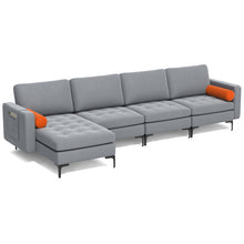 Load image into Gallery viewer, Modular L-shaped 4-Seat Sectional Sofa with Reversible Chaise and 2 USB Ports-Gray
