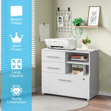 Load image into Gallery viewer, 3 Drawer Lateral File Cabinet on Wheels with Storage Shelves-White

