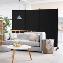 Load image into Gallery viewer, 3 Panel Folding Room Divider with Lockable Wheels-Black

