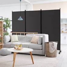 Load image into Gallery viewer, 3 Panel Folding Room Divider with Lockable Wheels-Gray
