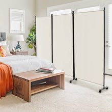 Load image into Gallery viewer, 3 Panel Folding Room Divider with Lockable Wheels-White
