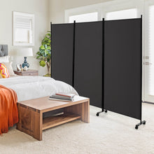Load image into Gallery viewer, 3 Panel Folding Room Divider with Lockable Wheels-Gray
