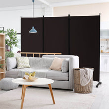 Load image into Gallery viewer, 3 Panel Folding Room Divider with Lockable Wheels-Brown
