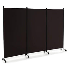 Load image into Gallery viewer, 3 Panel Folding Room Divider with Lockable Wheels-Brown
