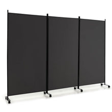 Load image into Gallery viewer, 3 Panel Folding Room Divider with Lockable Wheels-Gray

