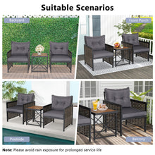 Load image into Gallery viewer, 3 Piece Patio Rattan Furniture Set with Acacia Wood Tabletop

