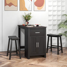 Load image into Gallery viewer, 3-Piece Bar Table Set for 2 with 2 Saddle Stools for Dining Room-Black
