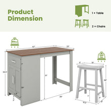 Load image into Gallery viewer, 3-Piece Bar Table Set for 2 with 2 Saddle Stools for Dining Room-Gray
