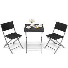 Load image into Gallery viewer, 3 Pieces Patio Bistro Set with Folding Wicker Chairs and Table-Black
