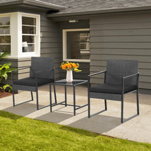 Load image into Gallery viewer, 3 Pieces Modern Heavy Duty Patio Furniture Set with Coffee Table-Black
